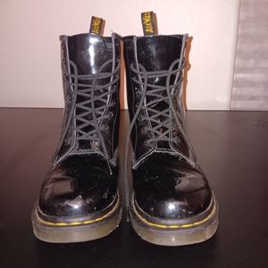 Dr. Martens Women's Leather Combat Boots shiny black